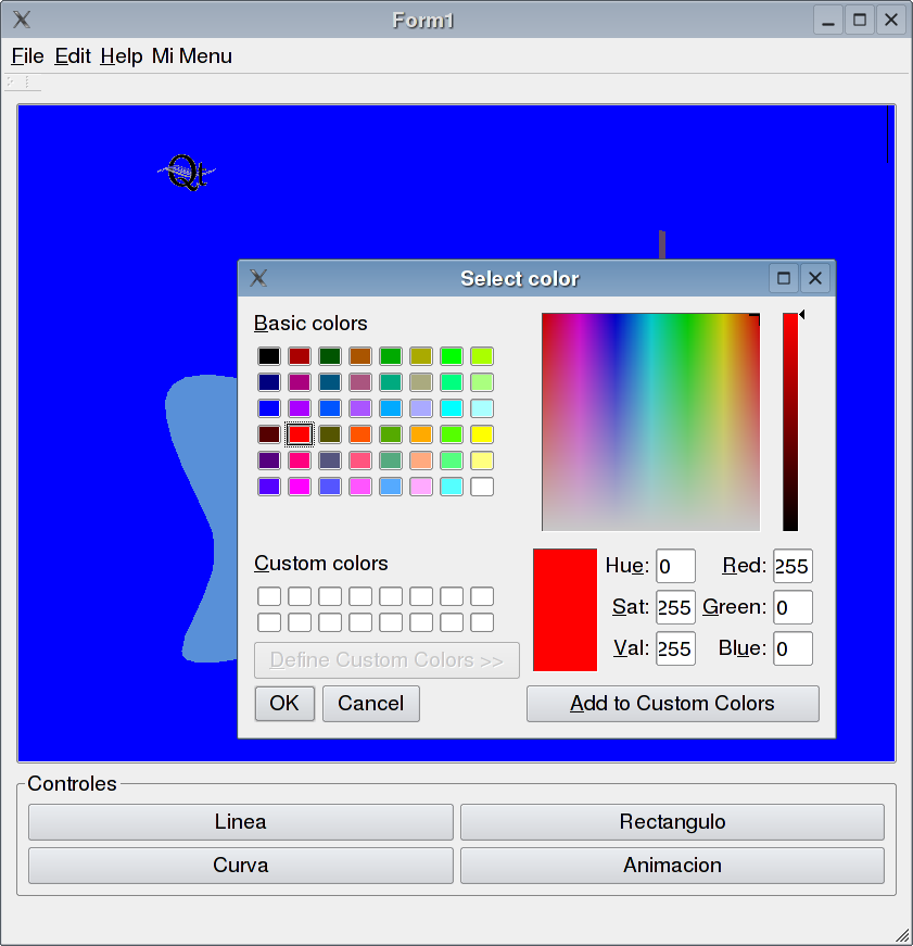 ejecutando el QColorDialog