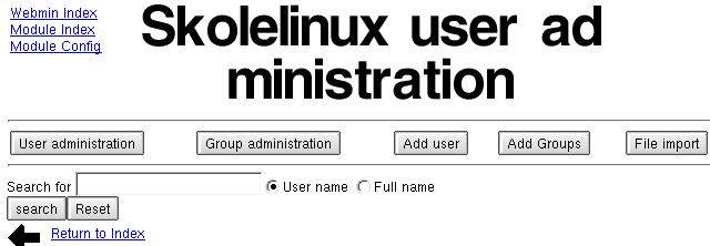 Menú Admin users in LDAP