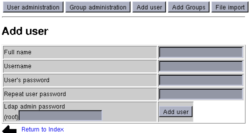 Add user at Admin users in LDAP